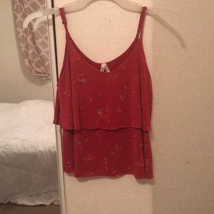 red spaghetti strap blouse